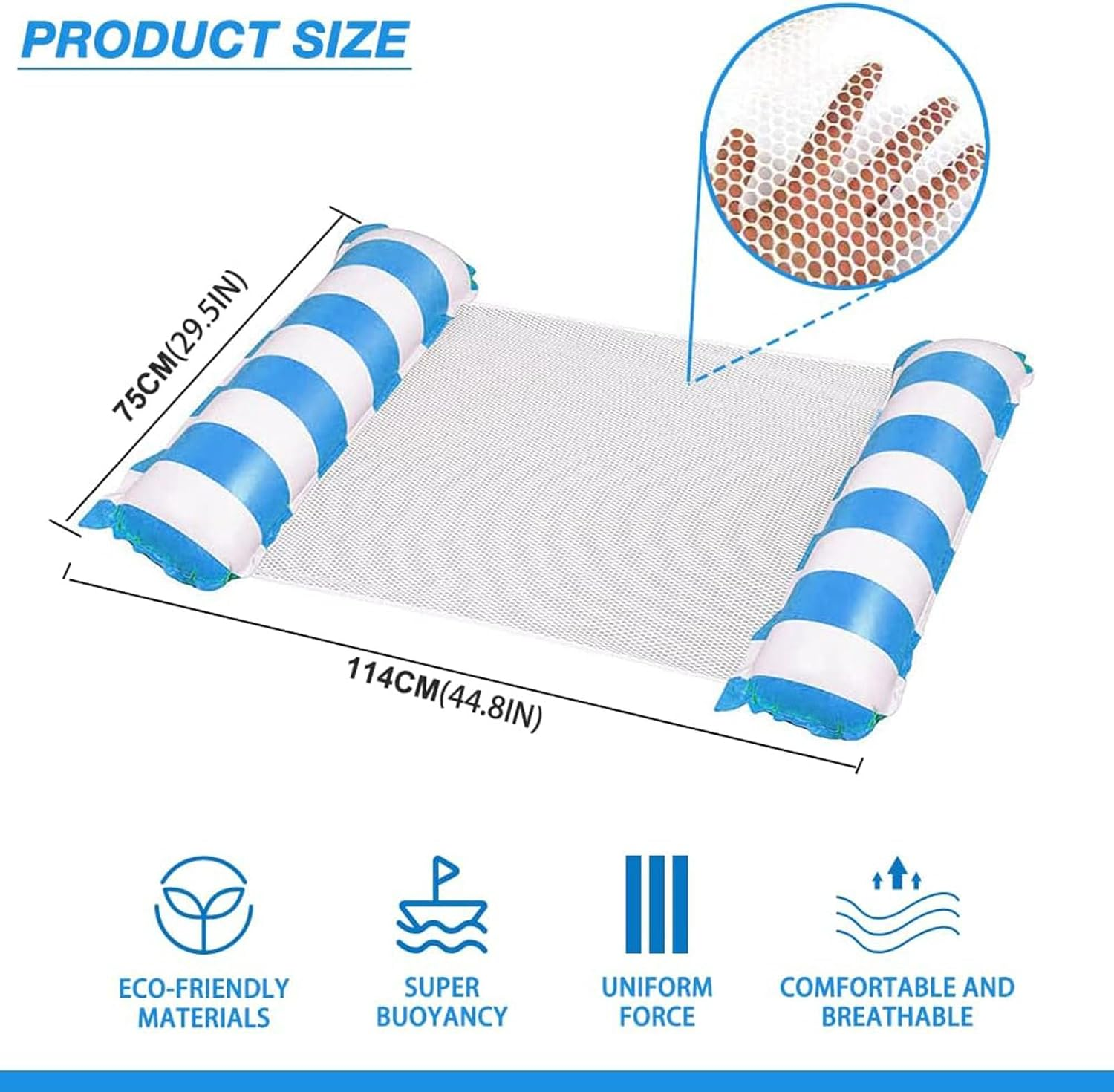 Water Hammock, Inflatable Pool Float，4-In-1 Multi-Portable Water Pool Float Hammock (Saddle, Lounge Chair, Hammock and Drifter) image number 5