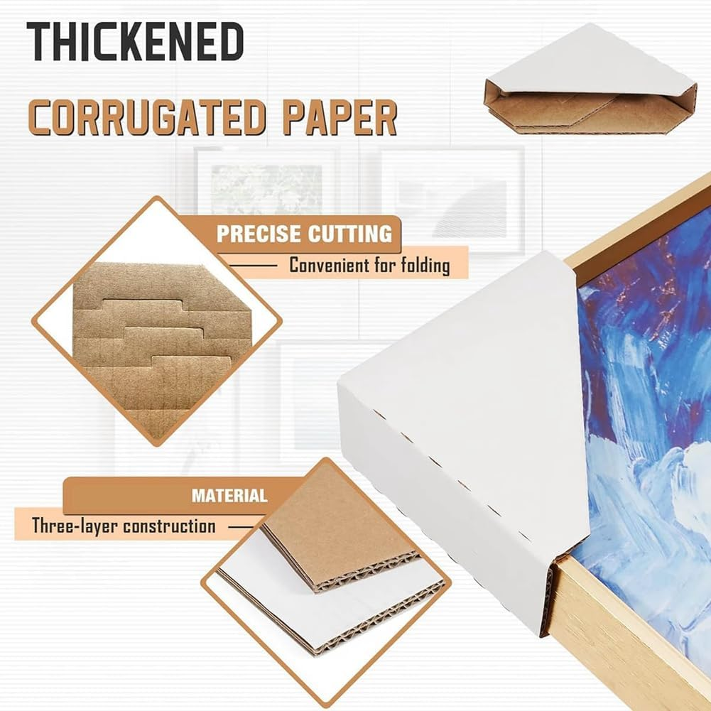 100Pack Adjustable Cardboard Corner Protectors, Fit 1-2.1In Frames, White image number 2