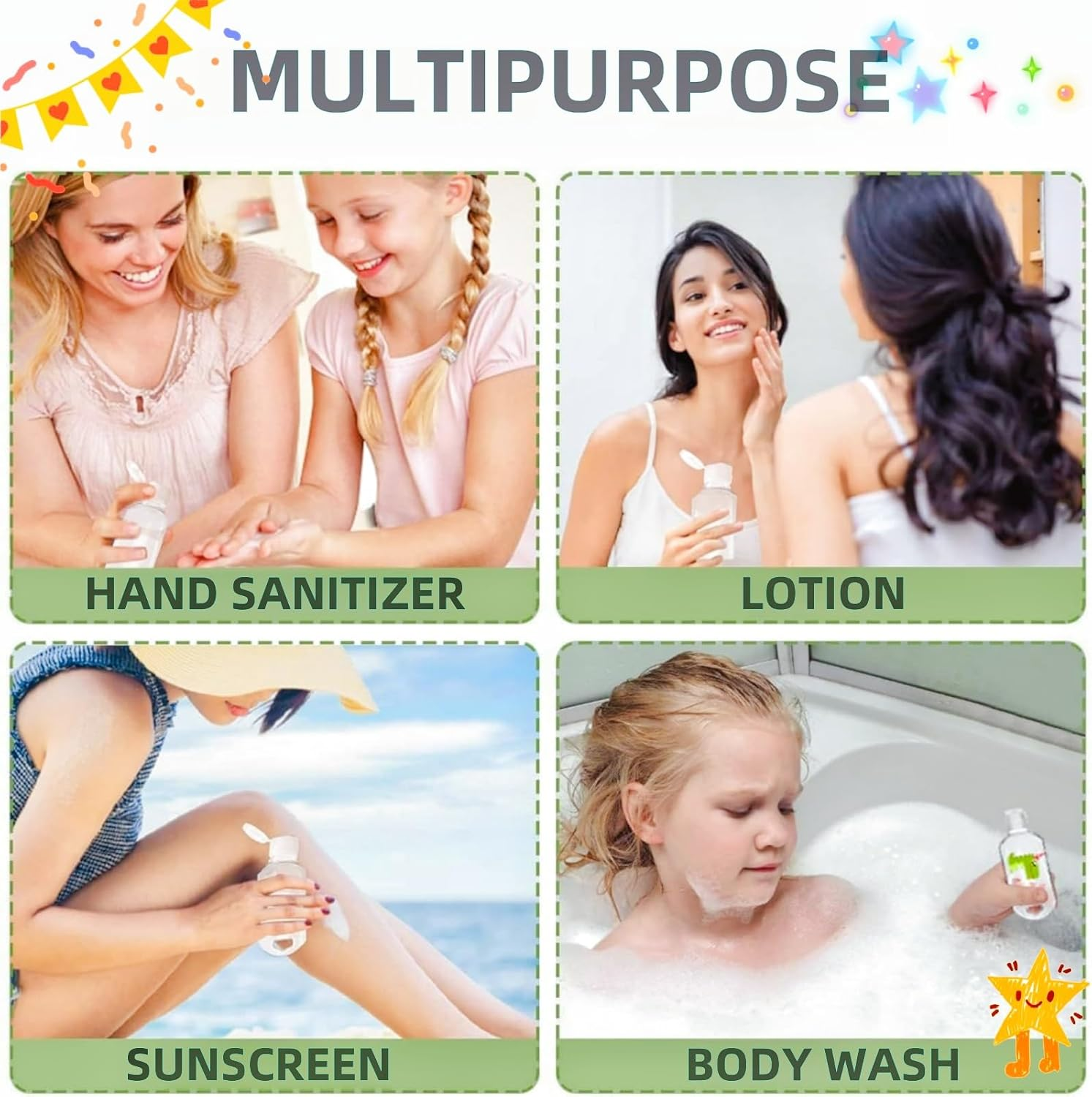 5 PCS Travel Plastic Clear Hook Bottles 50Ml/2Oz Portable Leakproof Squeeze Small Bottles with Flip Cap Refillable Empty Containers for Lotion Soap Toiletry, Clear，Refillable Empty Containers image number 1