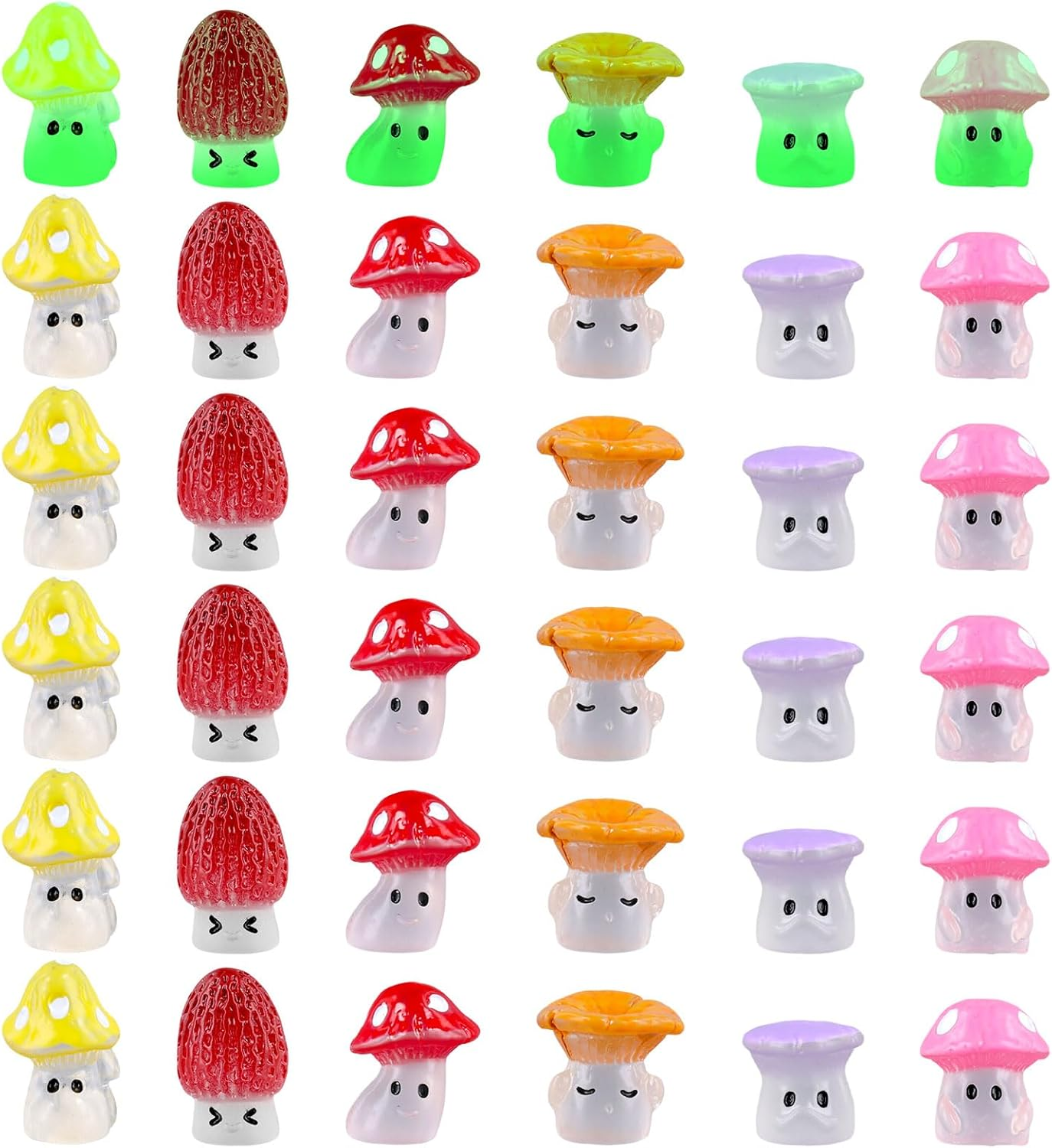 36Pcs Luminous Mini Mushrooms, Cute Tiny Glow in the Dark Figurines Miniature Resin Ornament Mushroom Statue Decor for Fairy Micro Landscape Patio Garden Potted Plants Craft Home Decoration image number 3