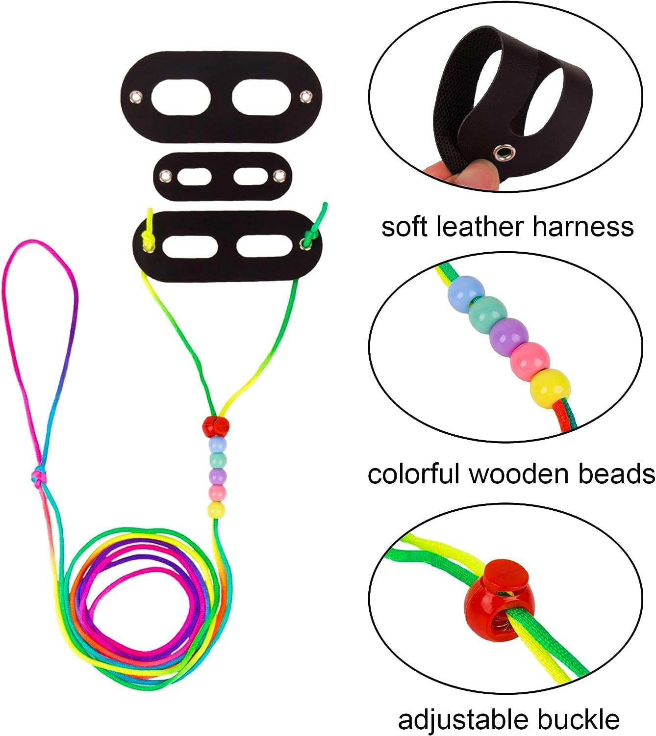 Lizards Leash Bearded Dragon Adjustable Small Reptile Animals Harness 3 Size Soft Leather Harness Lizards Leash with Wing for Small Medium and Large Reptile Animals (Black (Color Rope))