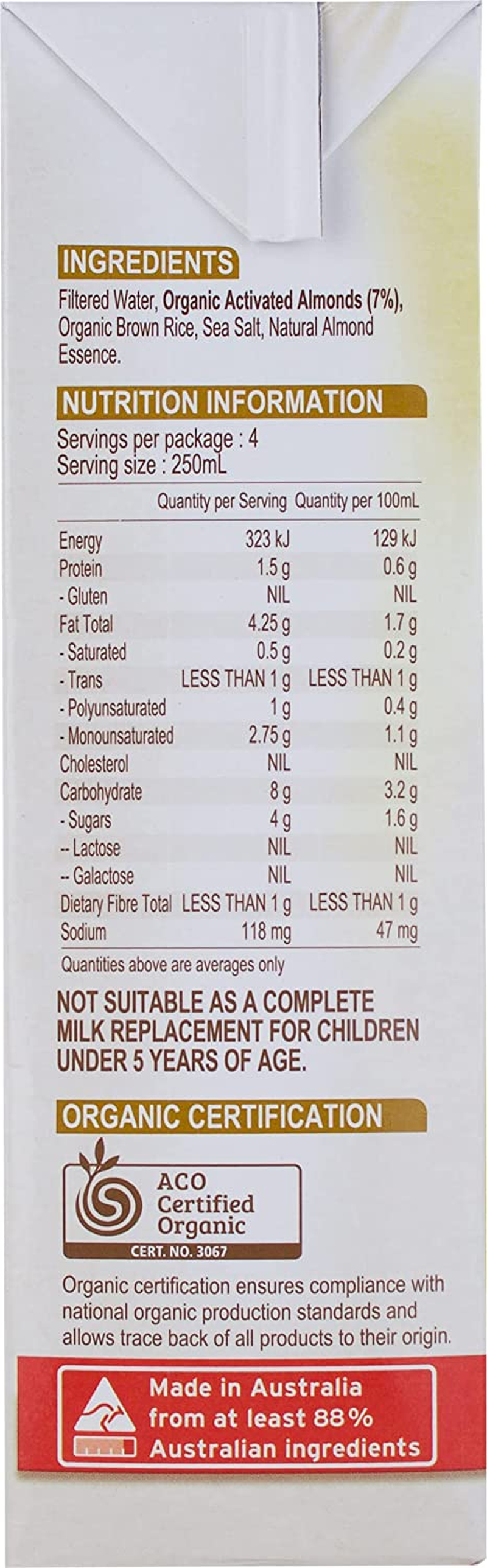 Pureharvest Unsweetened Organic Almond Milk, 1 L