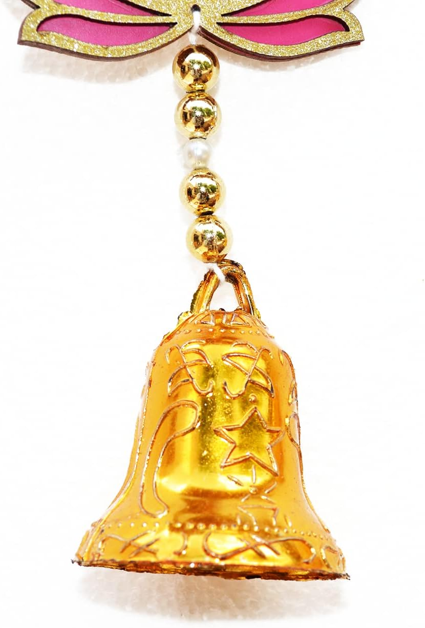 Craftvatika Lotus Floral Decoration with Bell Wall Hanging Strings for Home Decoration, Diwali, Wedding, All Festival Decoration, Decorative Item for Wall/Door/Window Hanging (Set of 8) image number 5