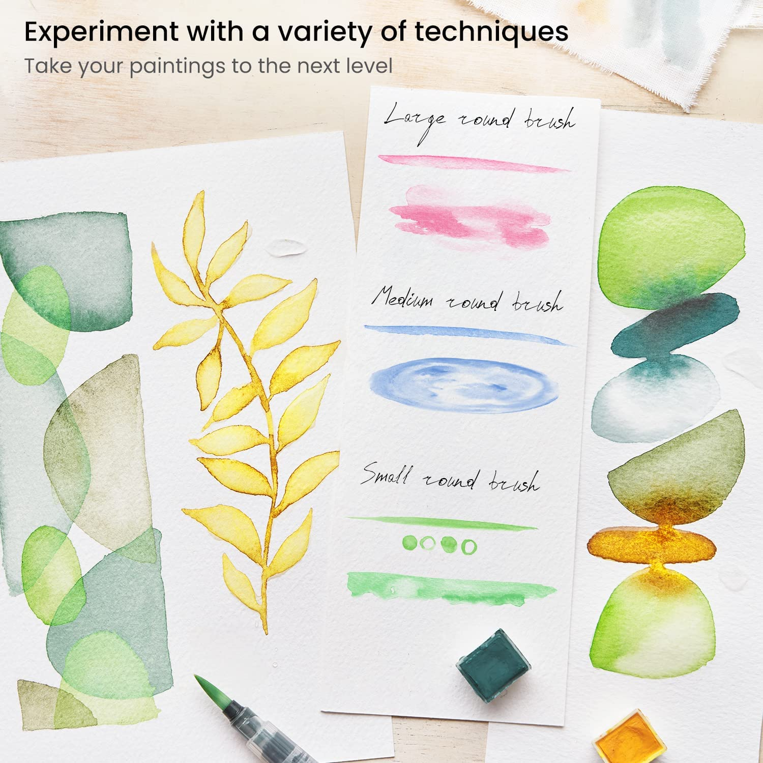 ARTEZA Water Brush Pen - Self-Moistening - Portable - Watercolor - (Assorted Tips, Set of 4) image number 1