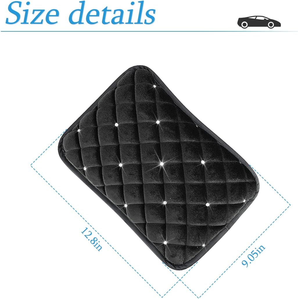 AUCELI Fluffy Car Armrest Cover, Bling Diamond Auto Center Console Pad, Soft Seat Box Protector, Plush Cushion for Arm Rest, Vehicle Interior Protection Accessories, Universal Fit Truck SUV - Pink image number 4