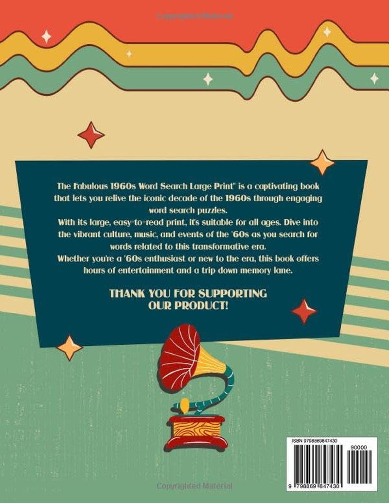 The Fabulous 1960S Word Search Large Print: Discover the the Fabulous 1960S with Engaging Large Print Puzzles, Puzzles Games Gifts for All Ages Ages, Great for Gifts and Relaxation