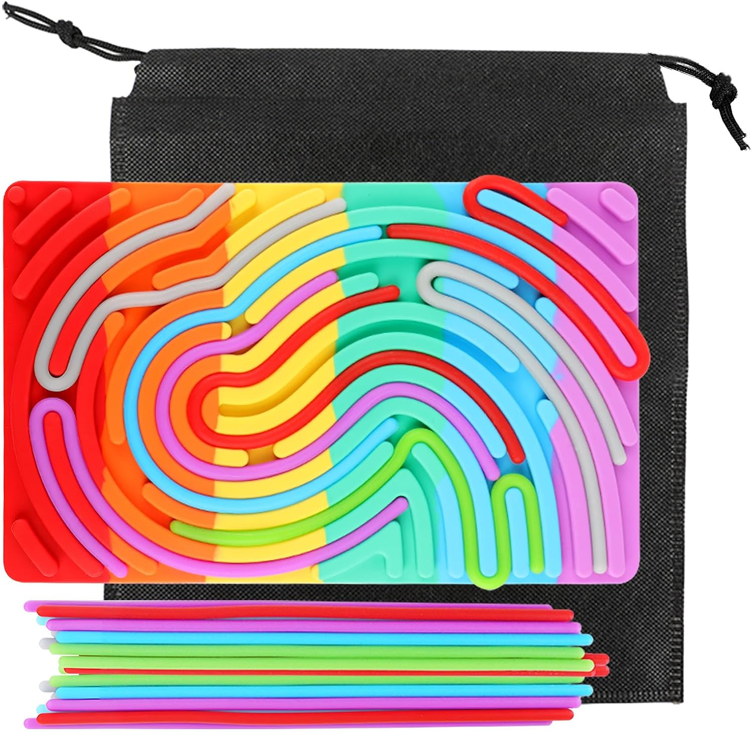 Large Size 7.9'' Push Peel Sensory Activity Board with Storage Bag Silicone Double-Sided Sensory Fidget Board Toys for Kids Adults Stress Relief Calming Anxiety Focus Travel Essentials