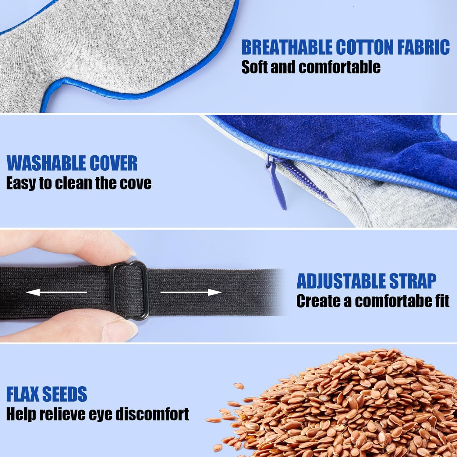 Heated Eye Mask, Washable Dry Eye Mask Heat Eye Compress with Flaxseed, Warm Eye Compress Heating Pad with Temperature Timer Control for Sleep, Blepharitis, Dark Circles, MGD, Puffy Eyes image number 1
