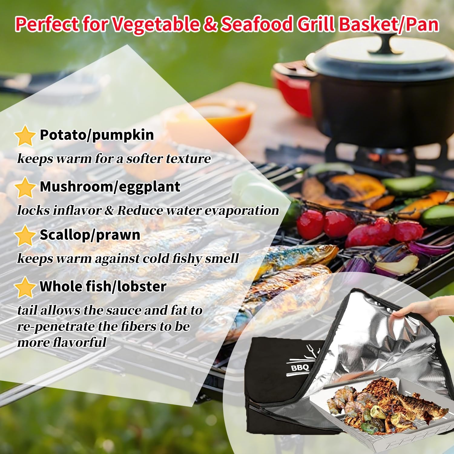 BBQ Blanket for Resting Meat, Reusable Reat Insulated Resting Bag, Insulated Brisket Resting Blanket with Wide Mouth (Black, 21 In) image number 2