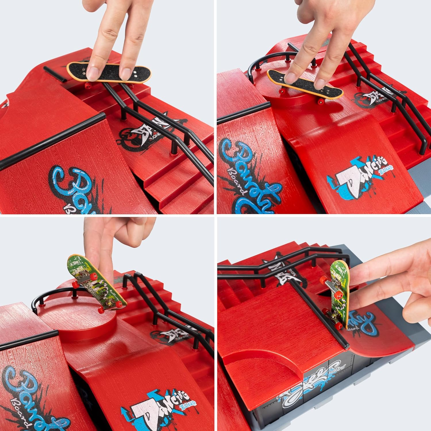 BROKIG Decktoy Finger Skateboard Sets,Fun Fingerboard Skatepark Kit Mini Finger Boards - Finger Training Toys for Kids Boys Gifts or Adult Party Toys (HB-005)