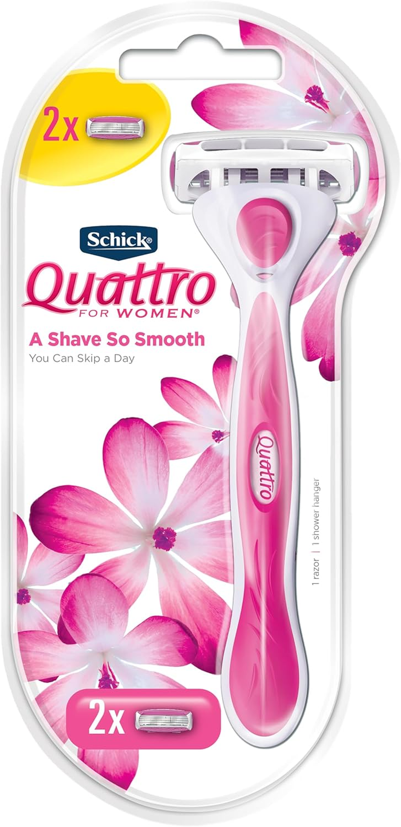 Schick Silk 4 Quattro for Women'S Kit +2 | Razor Handle with 2 Refills | 4 Blade Razor | a Shave so Smooth You Can Skip a Day | Aloe | Vitamin E image number 5