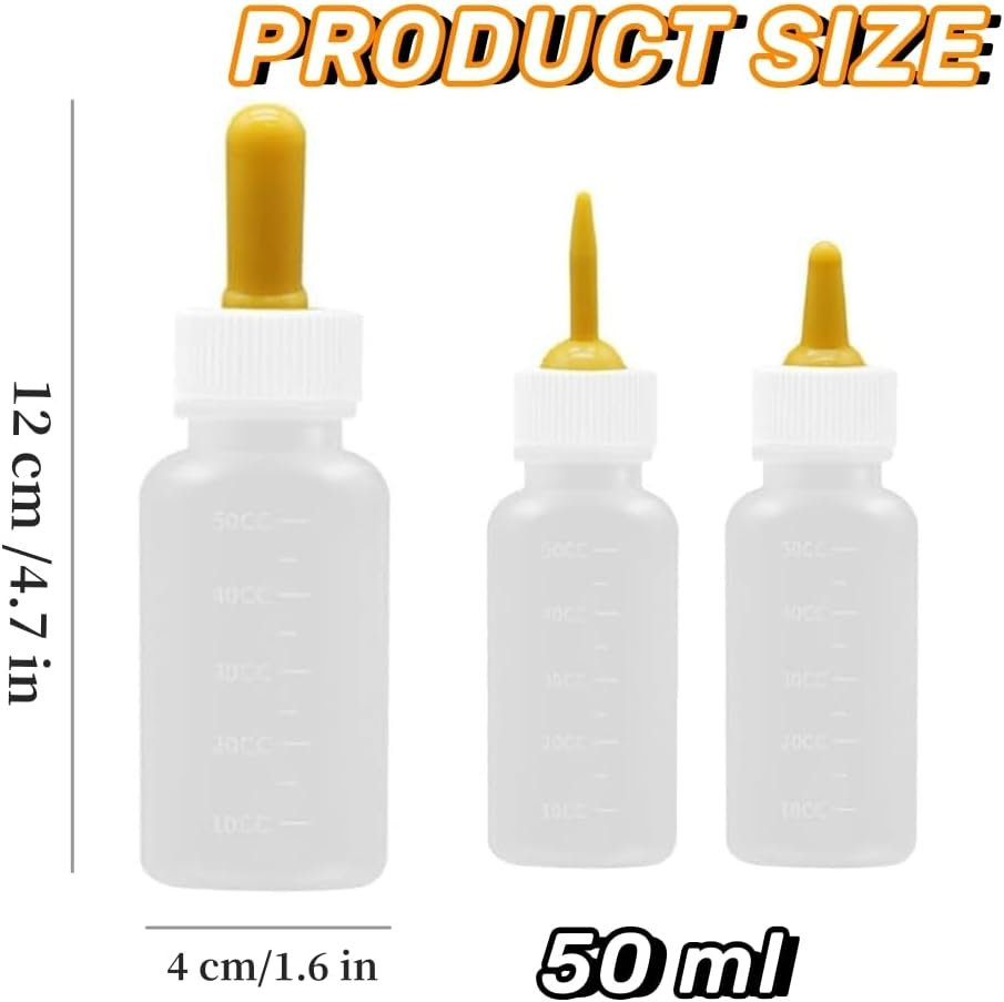 3Pcs Pet Nursing Bottle Nipple Feeding Bottle for Newborn Animals,Pet Nursing Bottle Mini Nipple Feeding Bottles. image number 4