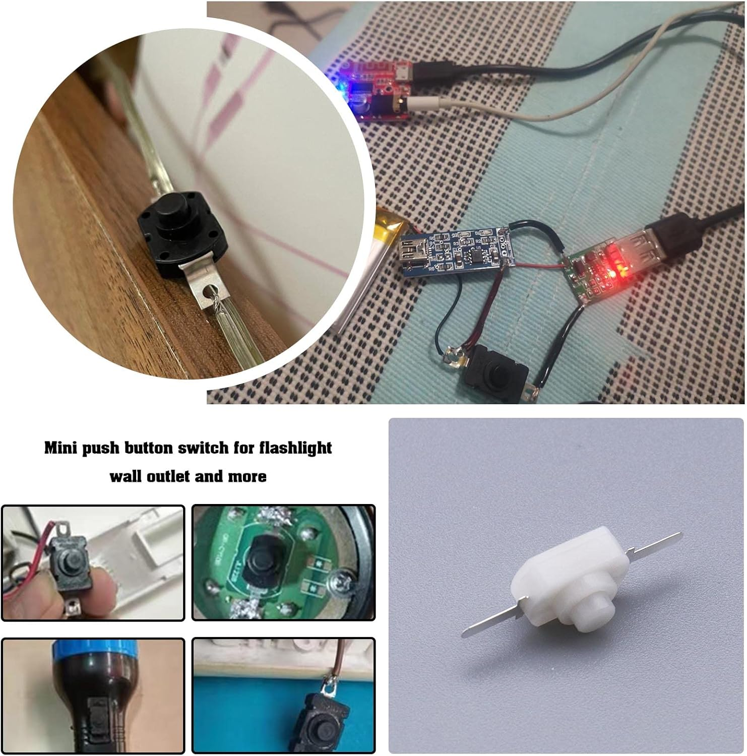 SING F LTD 40Pcs Latching Push Button Switch 2-Pin Torch Push Button Switch Self-Lock Push Button Switch for Audio-Visual Products Digital Products Remote Control