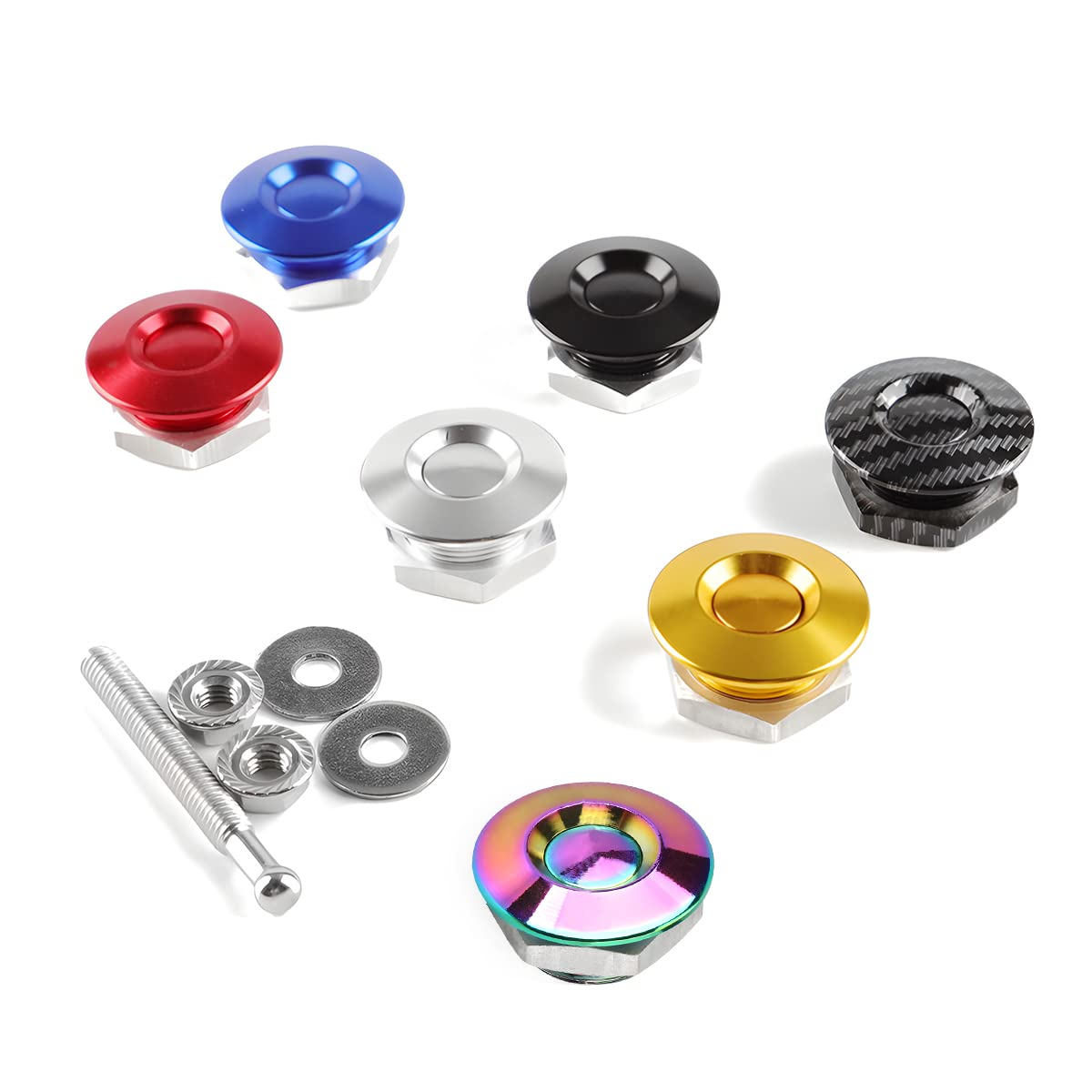 4PCS Universal Vehicle Hood Pins, Quick Release License Plate Lock Clip, Push Button Bonnet Kit, Aluminum Alloy Quick Latch Lock for Auto Bumper, Diameter 1.18 Inch Fits Most Cars (Red)