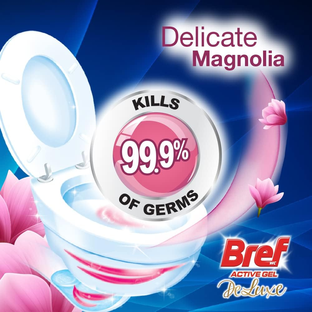Bref Deluxe Active Gel Delicate Magnolia Toilet Cleaner 600Ml X 8 image number 1