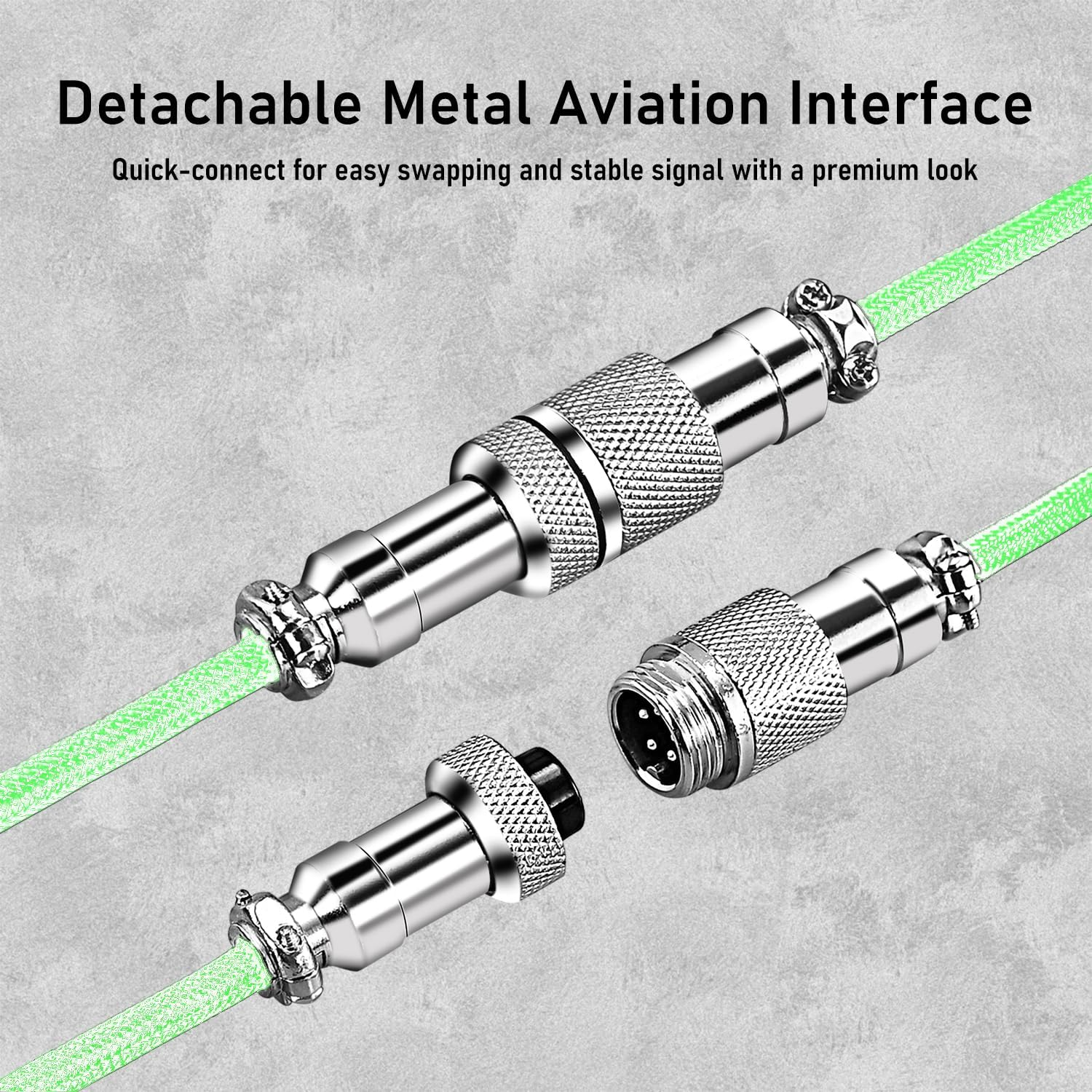 Coiled Keyboard Cable, MACHNIVO USB C Cable for Mechanical Gaming Keyboard, Detachable Metal Aviator for Custom Keyboard, PC Gaming Accessory (Jade Green) image number 1
