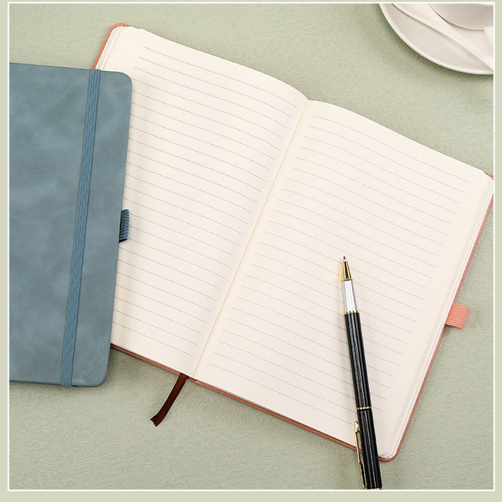 2 Pack Notebook-A6/A5 Lined Journal Notebook,100 Pages 80 GSM Journal Notebook Hardback Notepad with Bookmark, Pen Loop,Premium Leather Hardcover Notebook for Writing Study Office Travel Recording (Blue) image number 6