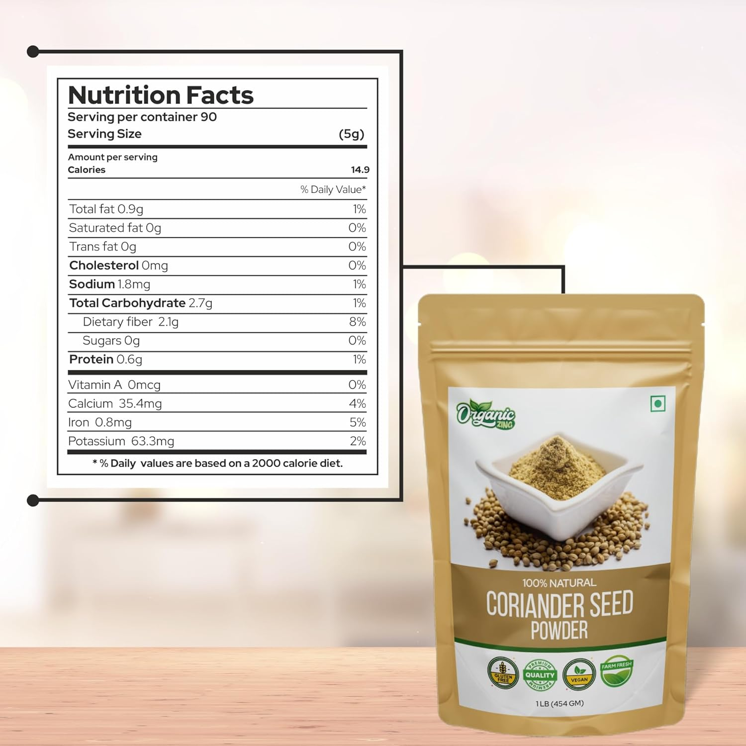 Organic Zing Coriander Powder | Coriander Powder for Curries, Pickles | Product of India - 454 G / 16 Oz image number 5