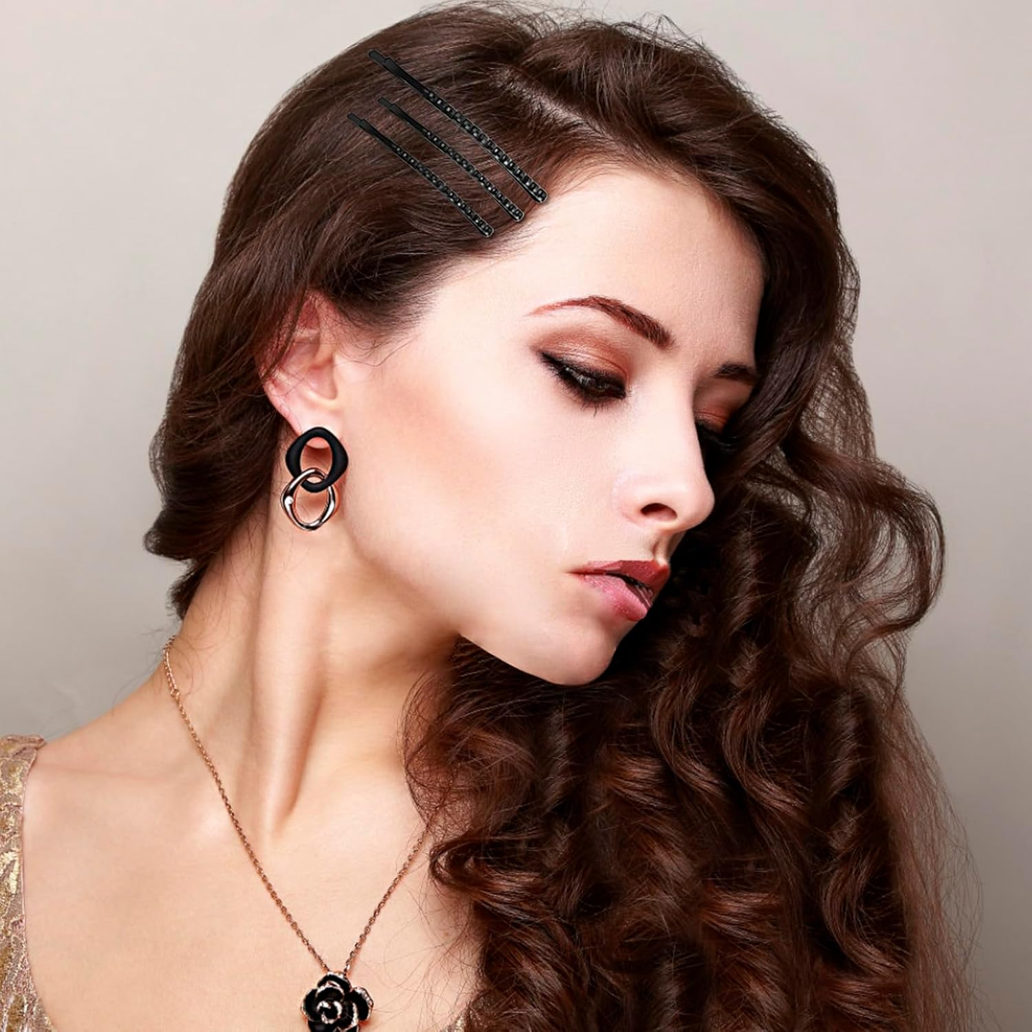 40 Pcs Black Rhinestone Bobby Pins Sparkly Hair Decoration Shiny Crystal Diamond Hair Pins Metal Hair Barrettes Hairpins for Women (Black) image number 5