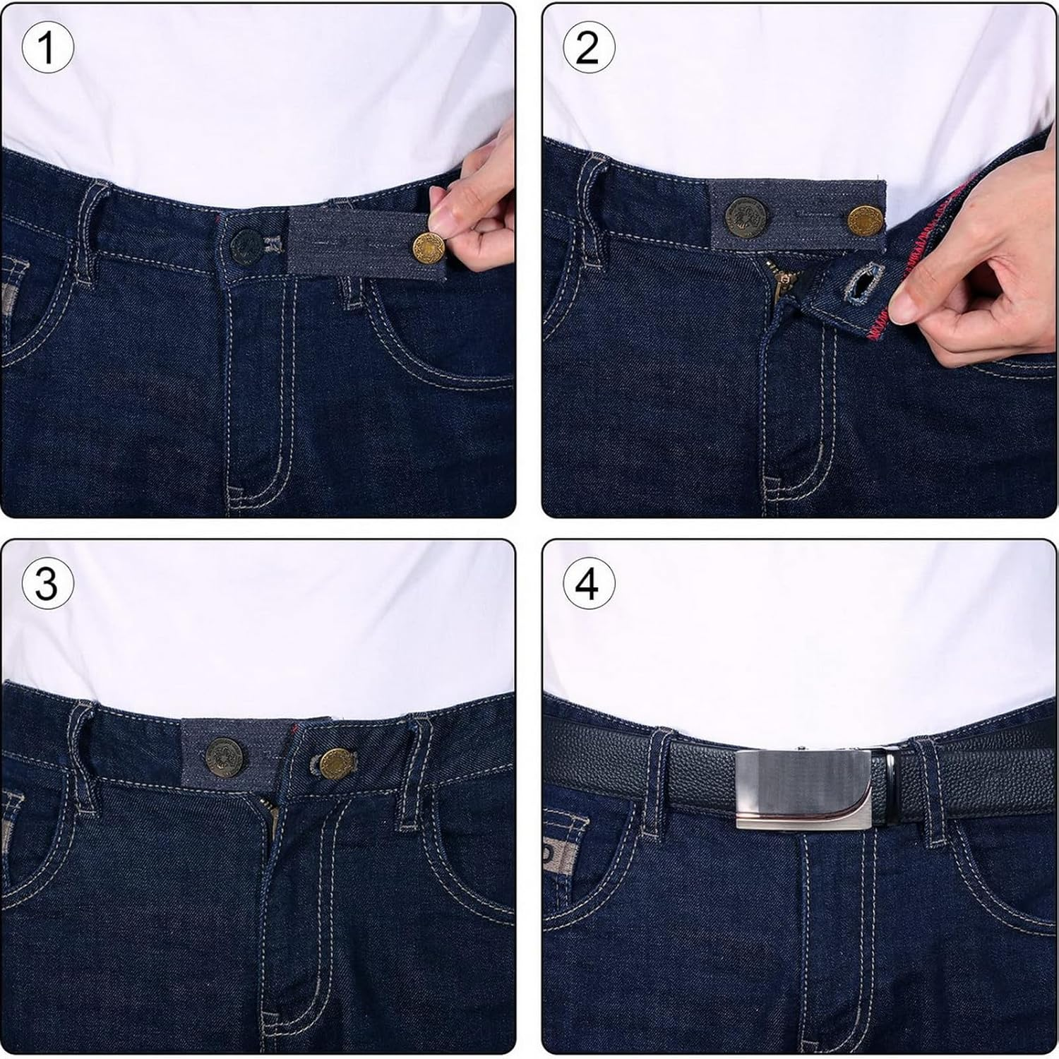 VANANA 4PCS Set Denim Waistband Button Extender Metal Buttons for Jeans Pants Skirt Comfy Waist Expander image number 6