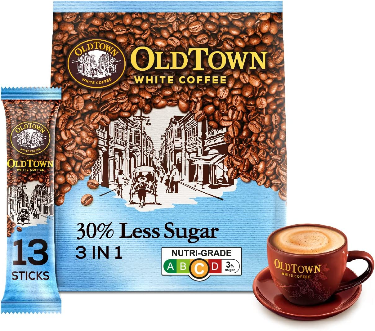 Oldtown 3 in 1 30% Less Sugar White Coffee, 525 G image number 2