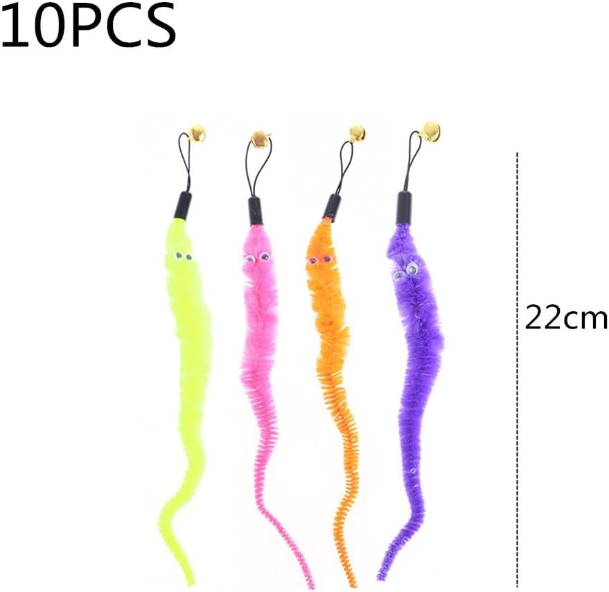 Cat Worm Toy Refills, Assorted Colors Worm Cat Interactive Toy, Cat Wand Replacement, 10 Pieces image number 2