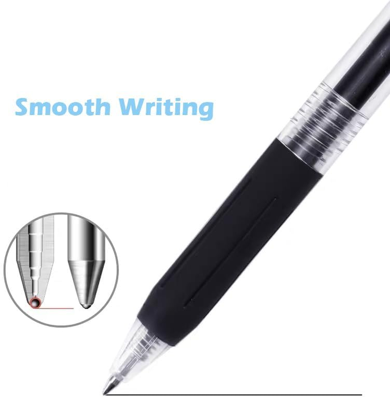 Vignette Stationery Ballpoint Gel Pens, Retractable, Extra Smooth, Quick Dry, Non-Bleeding, Black Red for School Office Hospital Uni Teacher Doctor Nurse Marking Writing Pen (0.5Mm Gel Black) image number 2
