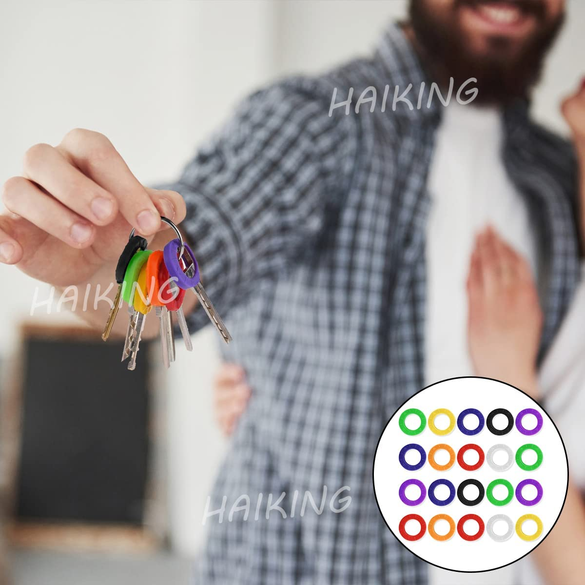 Silicone Cap, 20 Pcs Colorful round Tags Covers Set for Car Door, Home Keys, Identifying (Random Color) image number 6