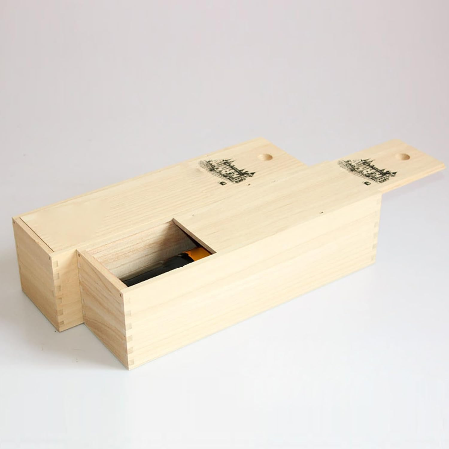 Wooden Wine Box, Wood Grain Single Wine Wooden Box Home Decor for Hotel, Single Bottle Wine Gift Boxes Decorative Storage Box for Birthday Party Gifts, Housewarming, Wedding image number 6