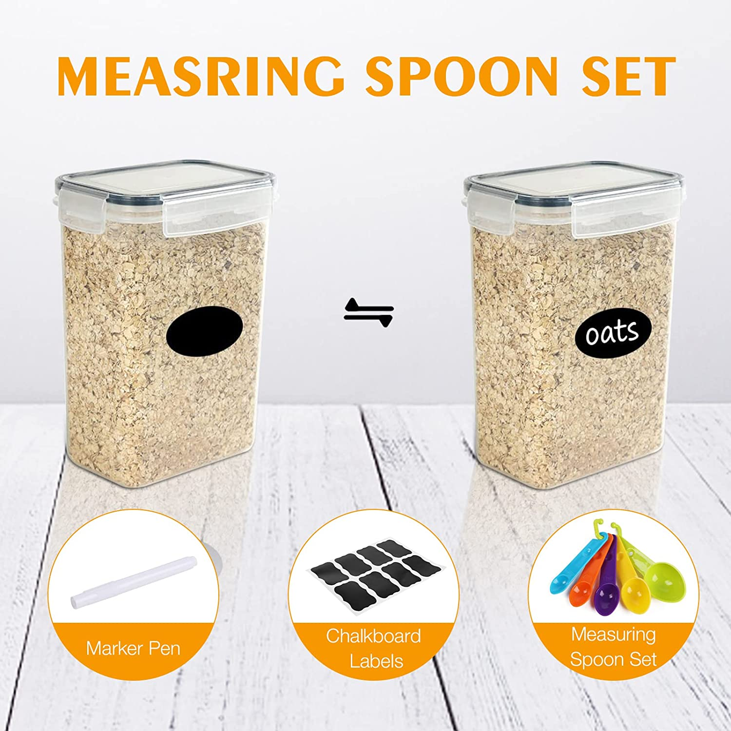 24PC Food Storage Containers Robasiom Airtight Food Containers Set for Kitchen Organization,Plastic BPA Free Pantry Storage Organiser with Lids,Labels,Marker,Spoon