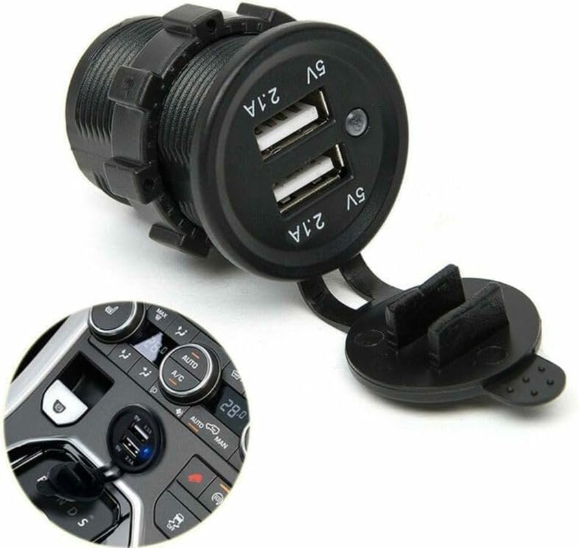 12V USB Outlet, 12V/24V Dual USB Car Socket Charger Charging Ports for Car Motorcycle Cigarette Lighter image number 3
