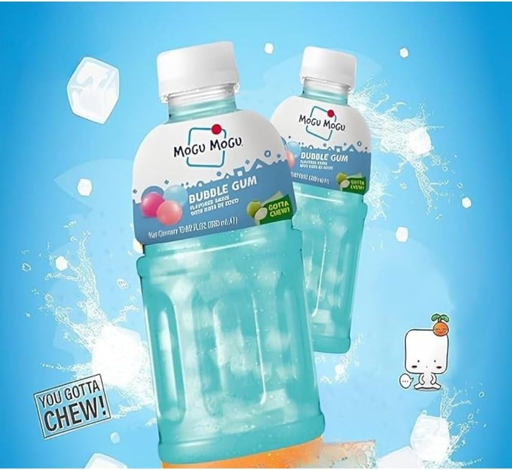 Mogu Mogu Cream Soda Zero Sugar Drink with Nata De Coco | Asian Drinks with Chewy Fruit Bits | Refreshing Low Calorie Mogu Mogu Drink | Nata De Coco Drinks | 320Ml Bottle image number 2