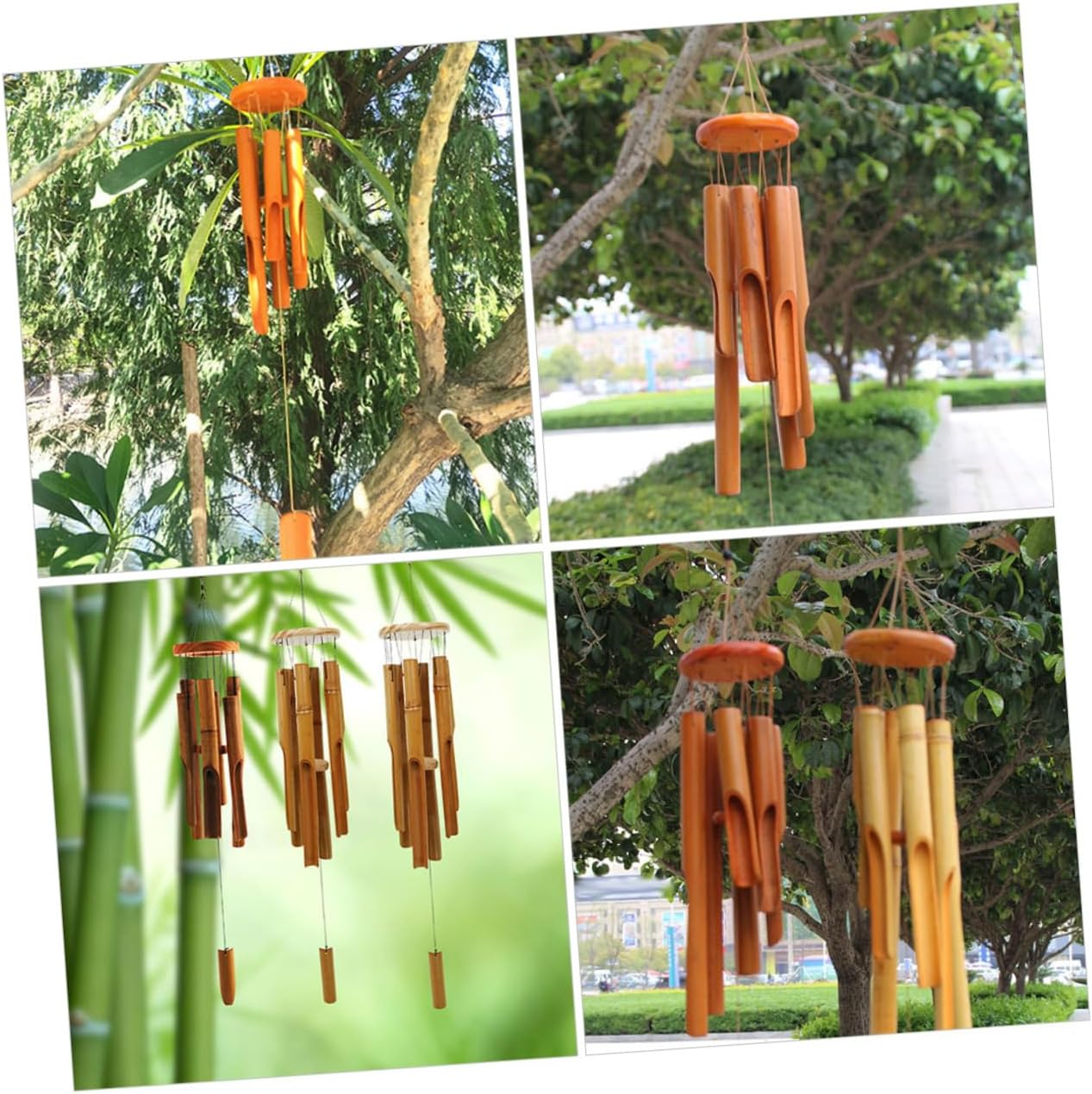 Bamboo Wind Chimes Outdoor Garden Decor Deep Tone Dark Brown 75Cm Patio Hanging Windchime for Porch and Balcony Natural Bamboo Decoration image number 4