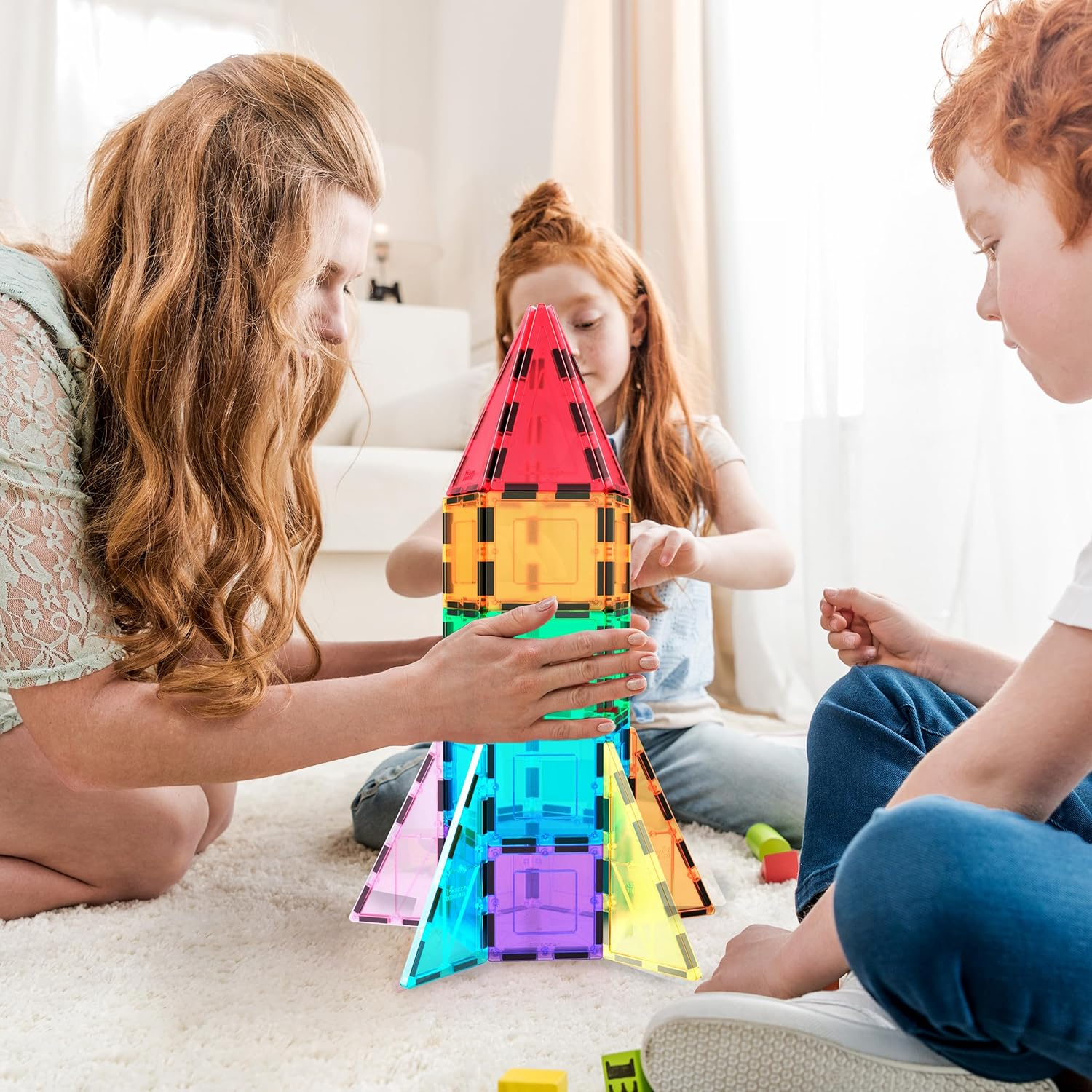 Picassotiles 32 Piece Magnetic Building Block Rocket Booster Theme Set Magnet Construction Toy Educational Kit Engineering STEM Learning Playset Child Brain Development Stacking Blocks Playboard PT32 image number 6