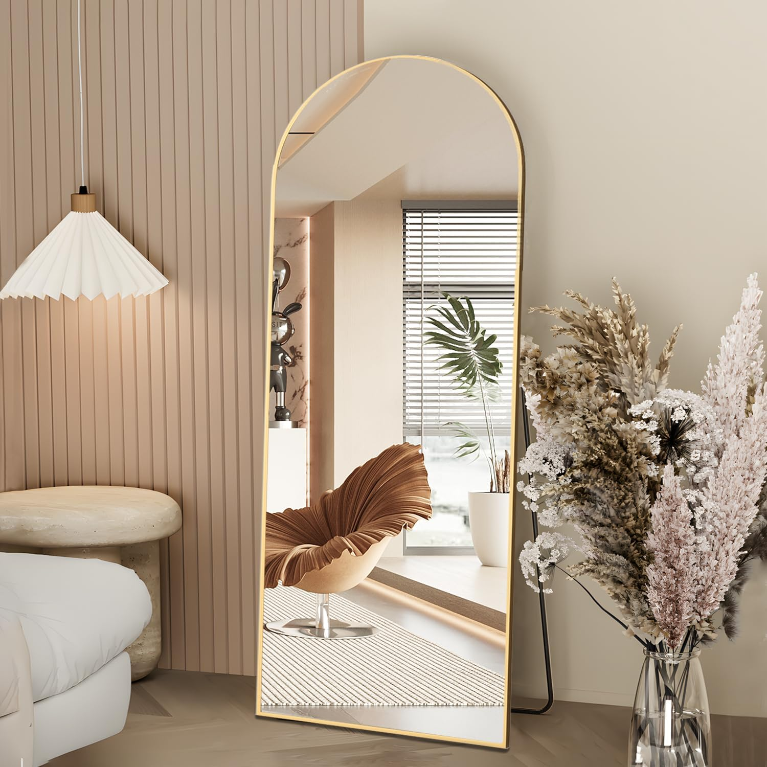 Arch Full Length Mirror Arched Floor Mirror 165 X 60Cm with Stand Large Wall Mirror Full Body Mirror Black Standing Hanging or Leaning against Wall for Bedroom Entry, Bedroom, Living Room