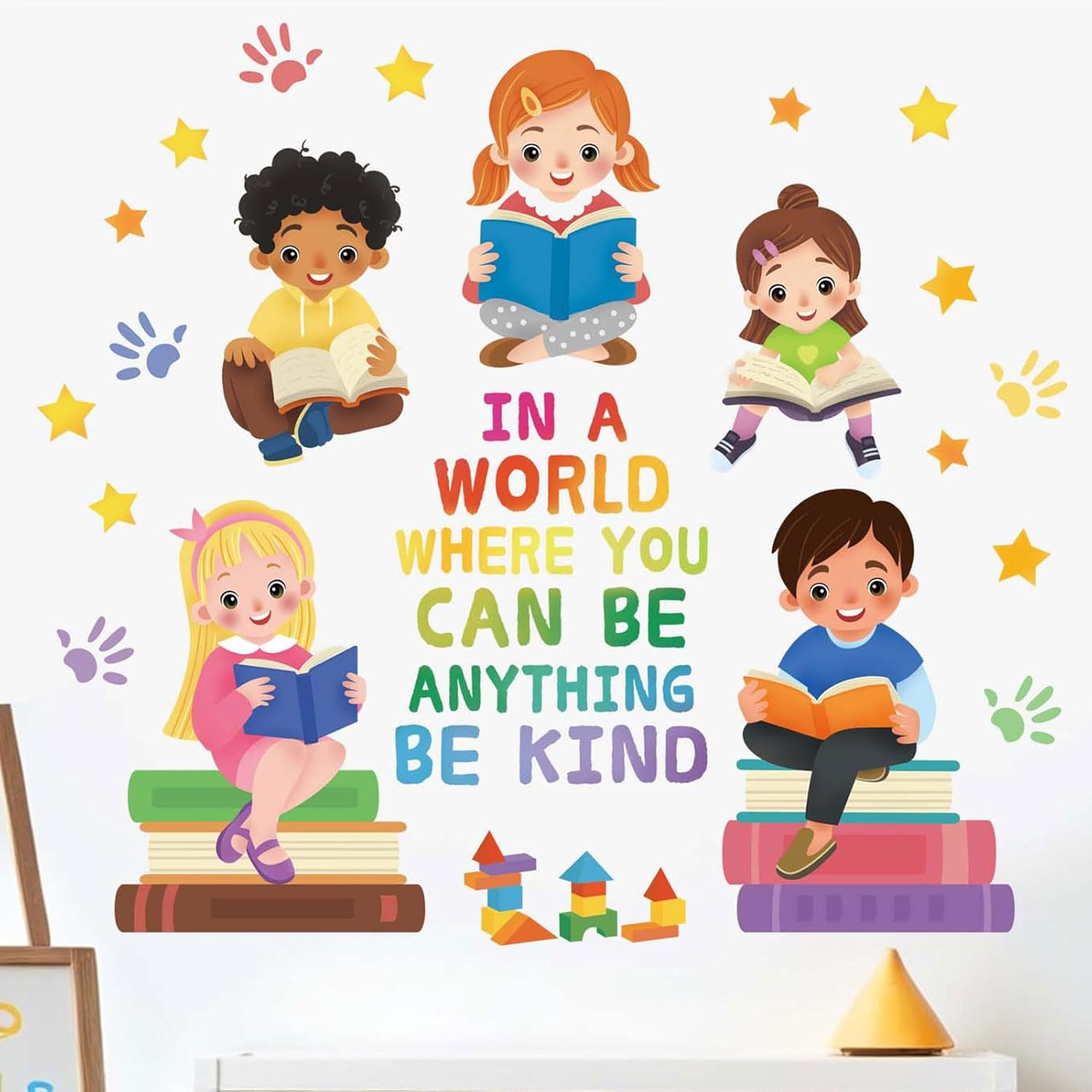 Kids Equality Classroom Wall Stickers - Inspirational Positive Quotes Book Wall Decals - Baby Kids Room Daycare Playroom School Library Reading Wall Decor image number 2