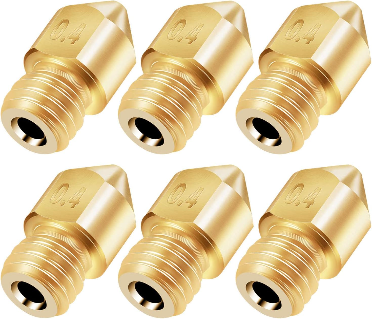 Mingzhe 6PCS 3D Printer Brass Copper Extruder Nozzle MK8 0.4Mm for CR-6 SE 3D Printer 1.75Mm Filament image number 1