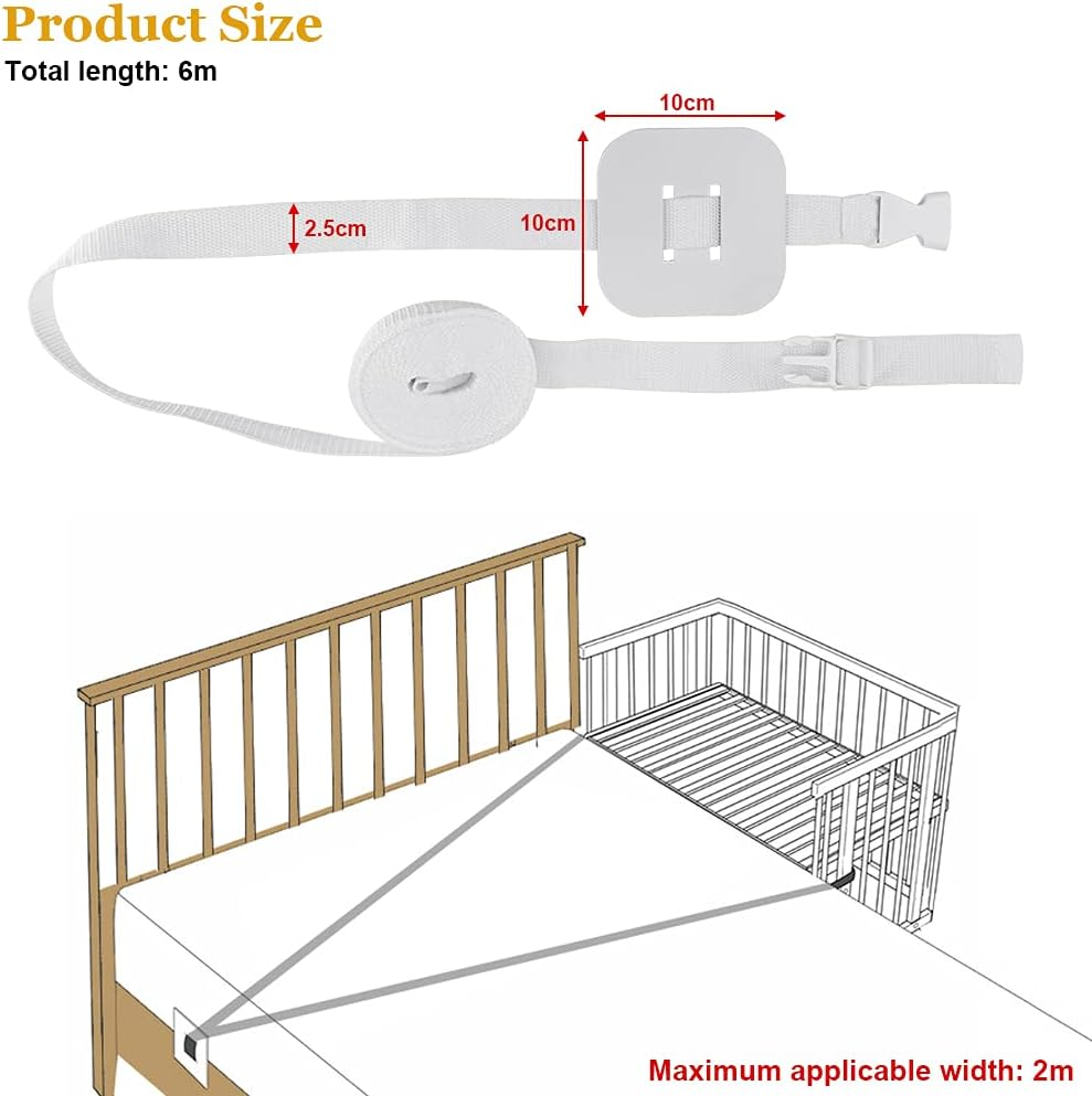 Baby Bed Strap, 6M Universal Strap for Baby Adjustable Baby Bed Strap Side Bed Strap Strap for Box Spring Beds Bed Straps for Cot Bed Attachment for Baby Side Bed Attachment for Box Spring Bed image number 5