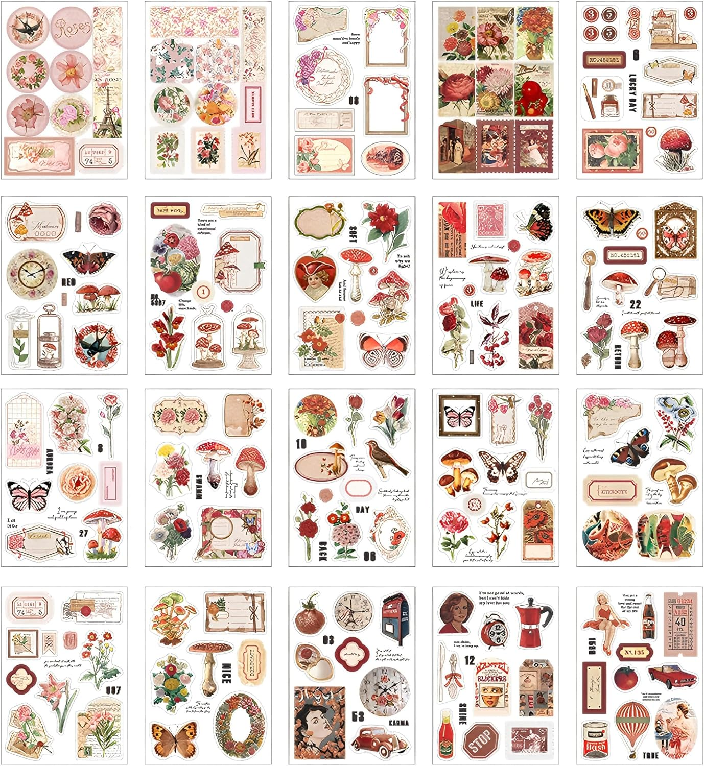 Journaling Sticker Book, Reading and Writing Scrapbook Stickers, Junk Journal Supplies, Pre-Cut Aesthetic Scrapbooking for Women, Collage Decorative Bullet Planner DIY Arts