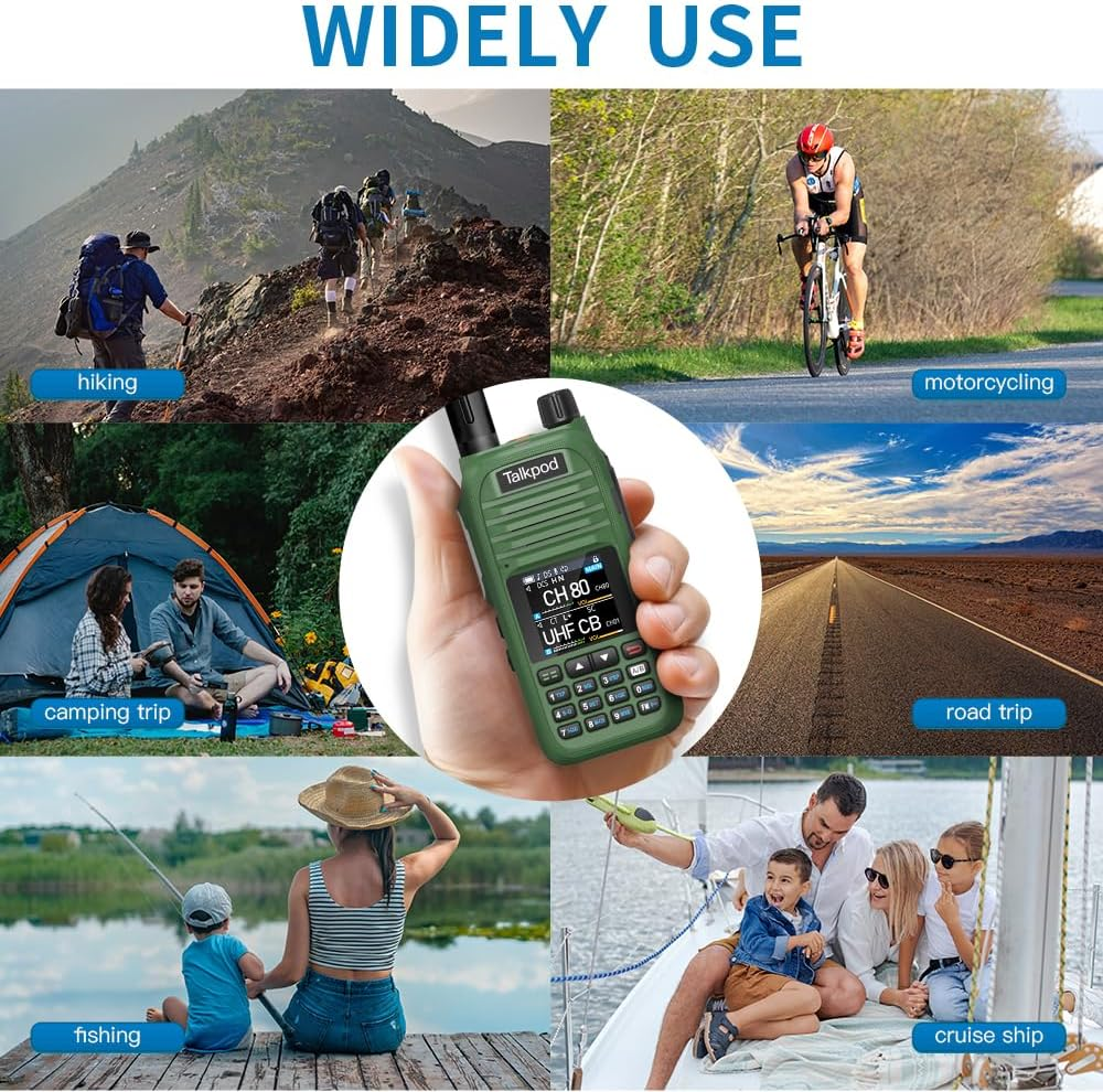 Talkpod A36SE 5Watt Handheld UHF CB Radio Twin Pack, 80 Channels, 1500Mah Battery, IP54, CTCSS/DCS, Dual Watch (Green)