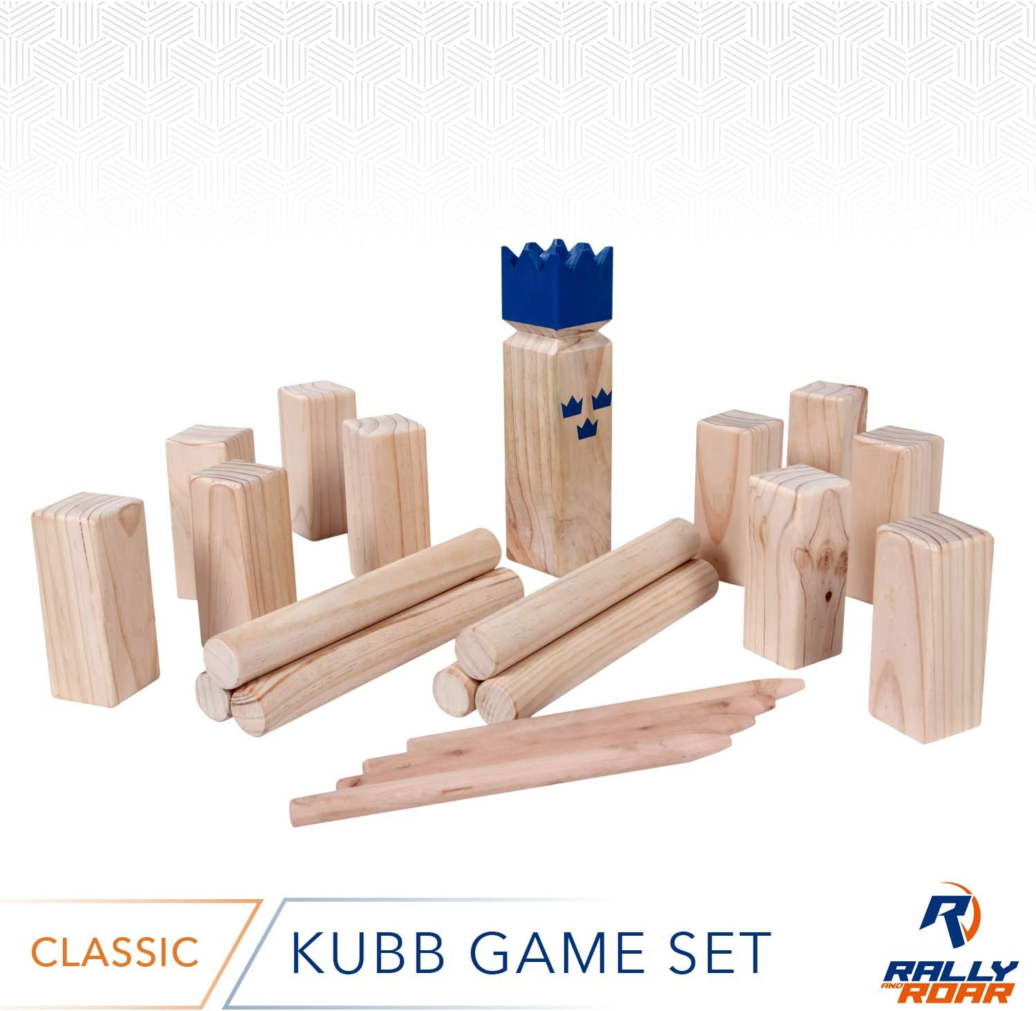 Kubb Game Set Classic or Tournament Size by Rally & Roar - Fun, Interactive Outdoor Family Yard Games - Durable Hardwood Blocks with Travel Bag - for Outside, Lawn, Bars, Backyards&ndash;Families, All Ages image number 3