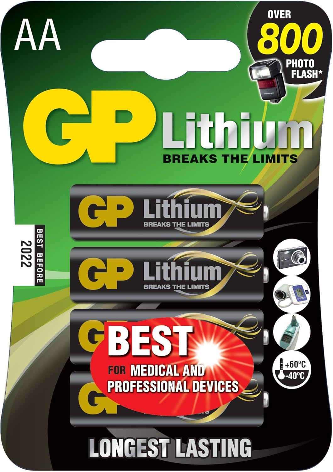GP 15LC4 1.5V AA Lithium FR6 Batteries 4 Pieces, Black, GPPCL15LF005 image number 3