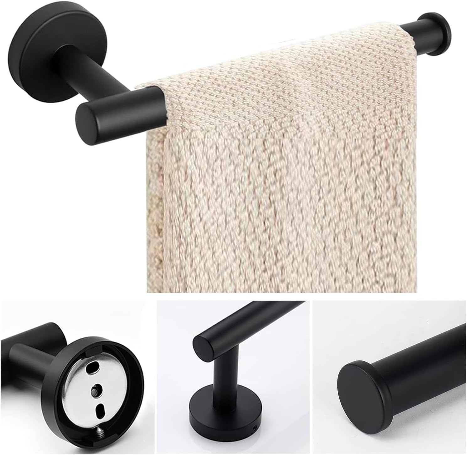 Hand Towel Holder, Towel Ring - Thicken SUS 304 Stainless Steel Hand Towel Holder for Bathroom Wall，33 Cm (1, Matte Black) image number 4