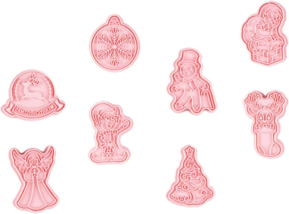 8Pcs Press Style Cookie Molds for Christmas Baking Biscuit Molds for Cookies Easy to Demold Festive Shapes For image number 3