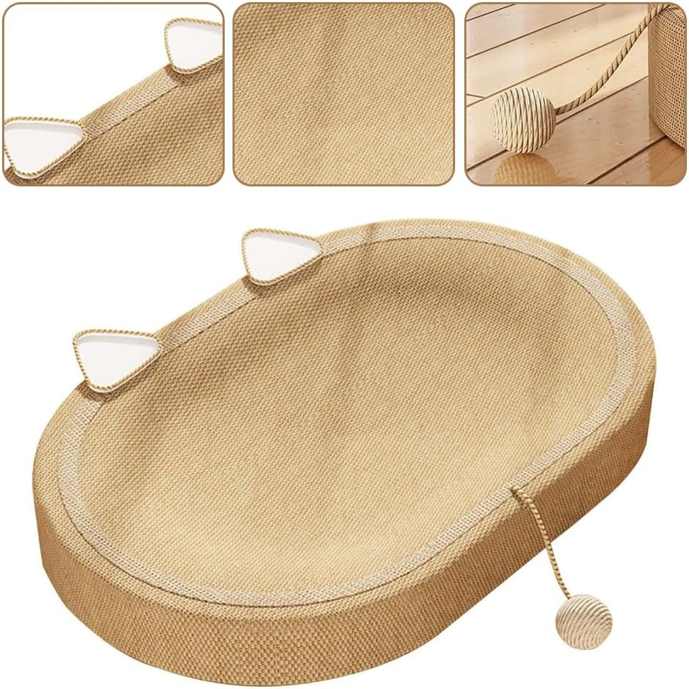 Extra Large Cat Scratching Pad with Sisal, Durable Breathable 2 Ears Multi-Functional Cat Scratch Board Cat Bed for Cats Beach Home Indoors Outdoors image number 5