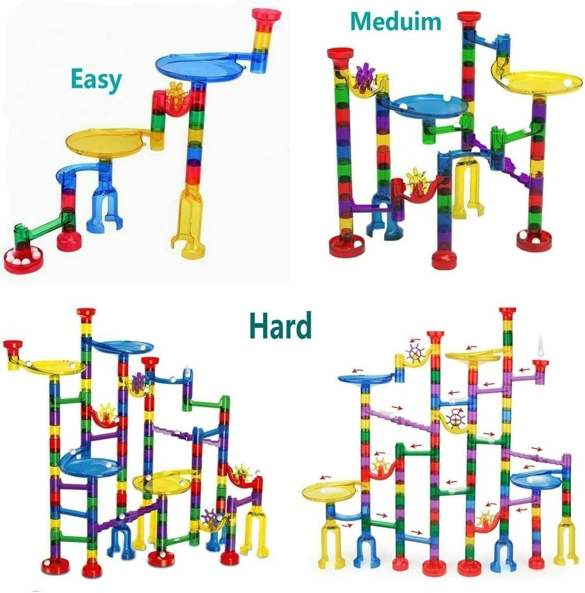 Marble Run Game 122 Parts+ 30 Marbles Construction Building Blocks for Kids 4+ image number 6