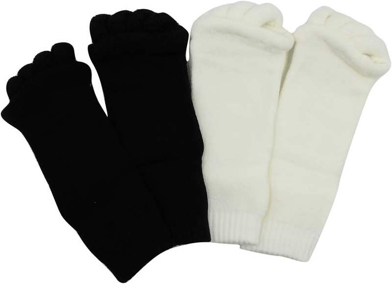 3 Pairs Yoga Sport Gym Five Toe Separator Socks Foot Alignment Pain Massage Toeless Socks image number 1