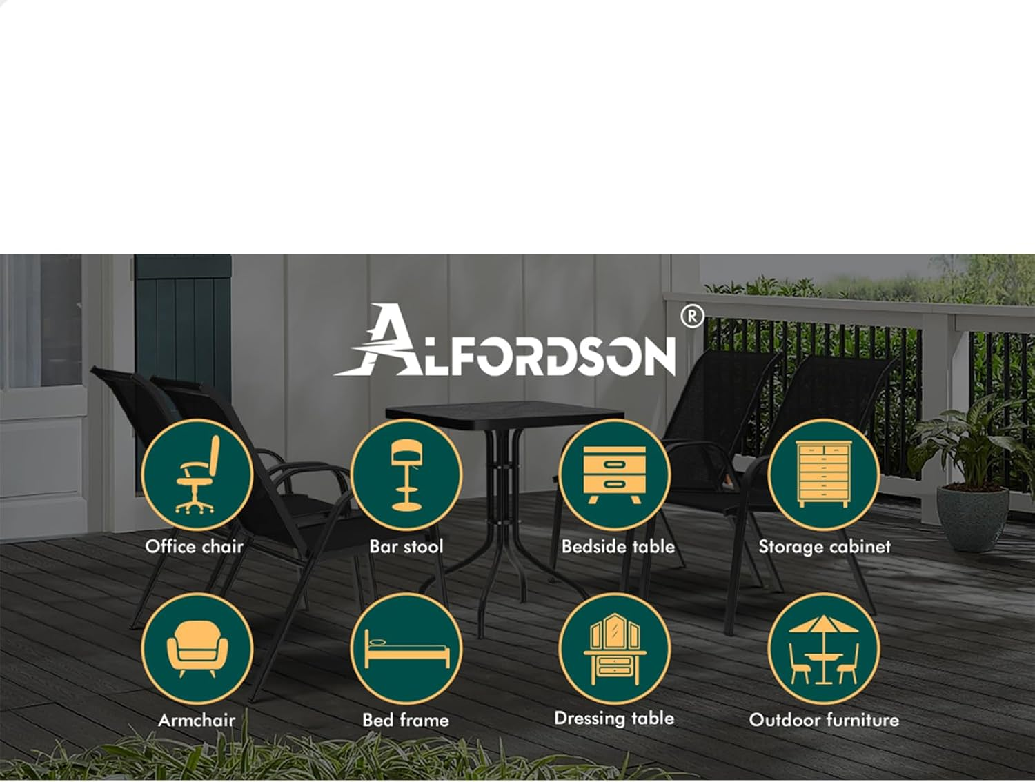 ALFORDSON Outdoor Patio Bistro Chairs 2 Pcs Uv-Resistant PE Wicker, 2X Stackable Outdoor Lounge Chairs with Metal Frame for Conversation Set Coffee Table, Grey image number 6