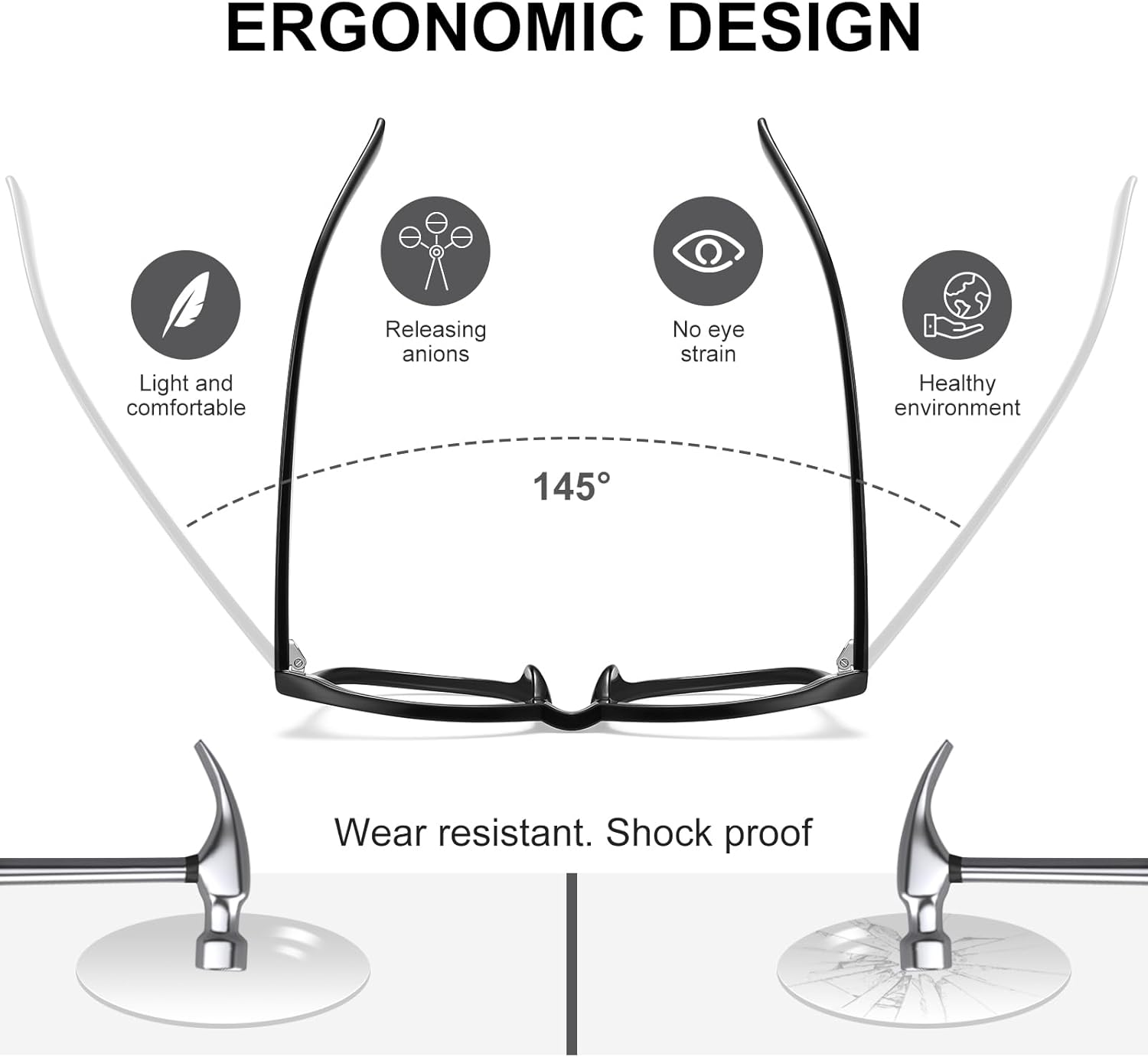 Reading Glasses Women Blue Light Blocking Glasses UV Filter Lightweight Square Reading Glasses for Men Women 1.5, Transparent, Talla &Uacute;nica image number 5