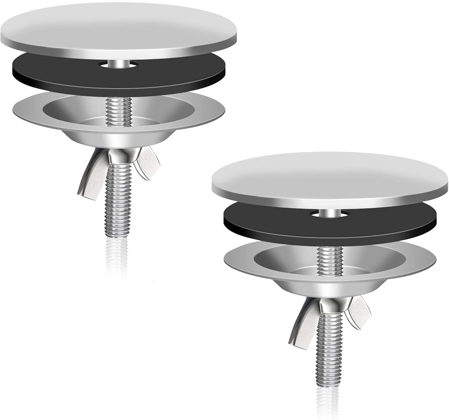 2 Pcs 2 Inch Sink Hole Cover for Kitchen, Good Sealing Sink Tap Hole Plug, Stainless Steel Faucet Hole Cover, Leakage Prevention Blanking Metal Plug (Glossy Chrome) image number 3